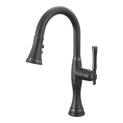View 2 of Brizo 64958LF-BLBNX Brizo Tulham SmartTouch Single Handle Pull-Down Bar/Prep Faucet, Matte Black/Black Onyx - 64958LF-BLBNX