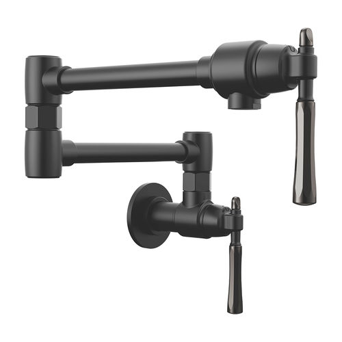 View 3 of Brizo 62858LF-BLBNX Brizo Tulham Wall-Mount Pot Filler Faucet, Matte Black/Black Onyx - 62858LF-BLBNX