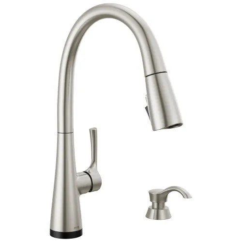 DELTA ビンテージARDORE FP Delta Auburn Pull-Down Kitchen Faucet with Soap Dispenser, Single