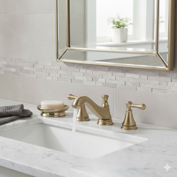Delta Cassidy Two Handle Widespread Bathroom Faucet, Less Handles