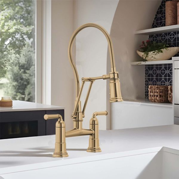 Brizo Tulham Luxe Gold/Polished Gold Two Handle Bridge Kitchen
