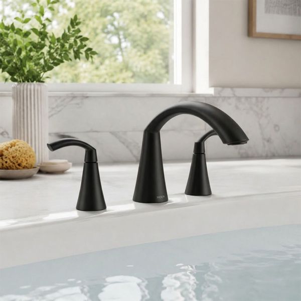 Moen Voss Two-Handle Roman Tub Faucet, High Arc Spout, Lever