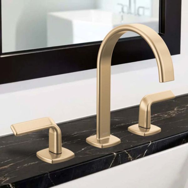 ★SALE★ピッツーラゴールドアルマイト Brizo Allaria Widespread Bathroom Faucet With Square Spout, Three