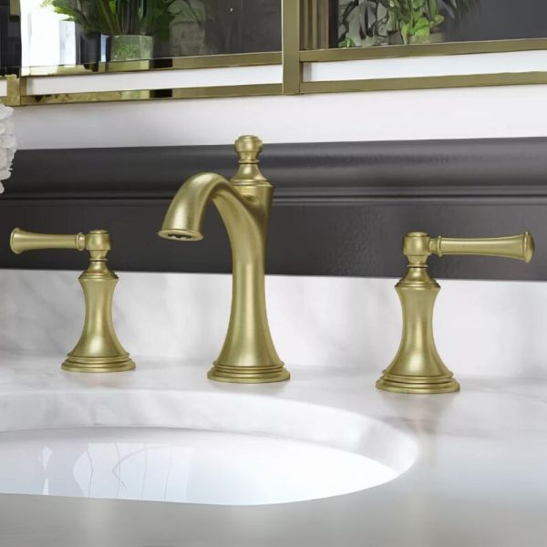 Moen Jase Two Handle Bathroom Faucet, Widespread, High Arc