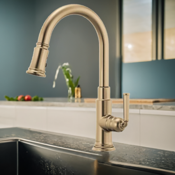 Brizo Rook Pulldown Kitchen Faucet with Dual-Function Wand and