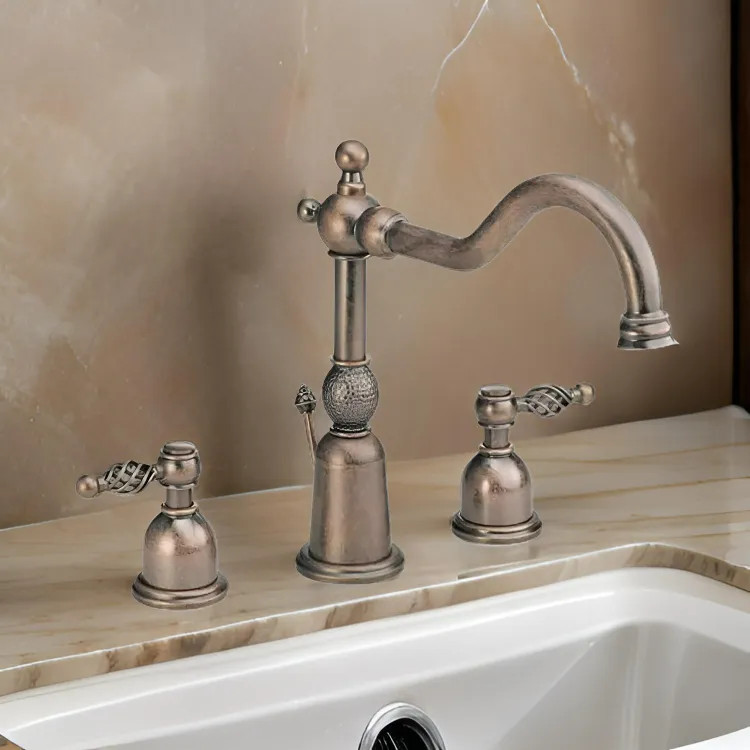 Danze Bordeaux Two-Handle Widespread Bathroom Faucet, Antique Copper - BOR-8SP-ATC