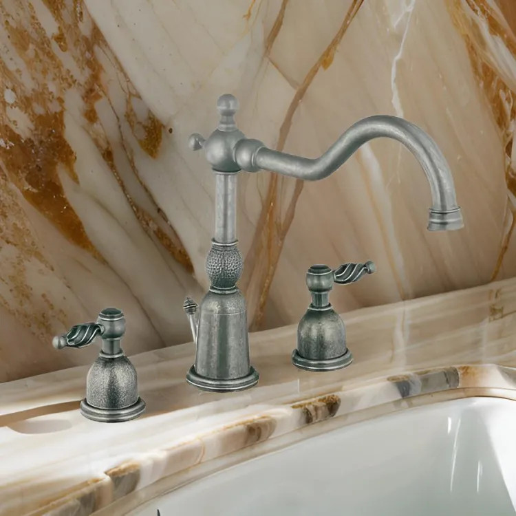Danze Bordeaux Two-Handle Widespread Bathroom Faucet with Solid Handle, Antique Copper - BOR-8SP-ATC-SH