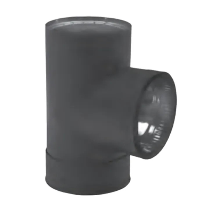 Metal Fab 8DWBT 8" Black Double Wall Stove Pipe Black 8" Dia Tee W/Tee Cap