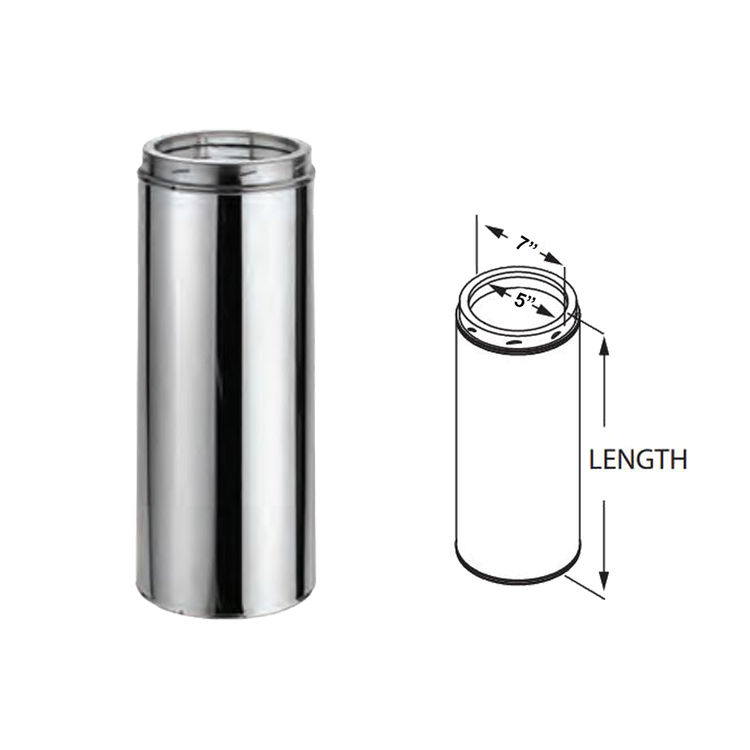 M&G DuraVent DuraTech 5-Inch Inner Diameter x 12-Inch Length Stainless Steel Chimney Pipe - 5DT-12SS
