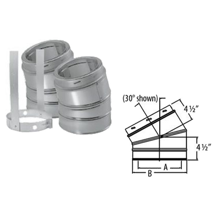 M&G DuraVent 7" DuraTech 30 Degree Elbow Kit - Galvalume - 9566GAKIT // 7DT-E30K
