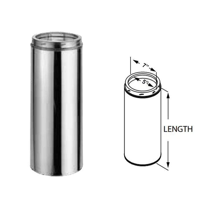 M&G DuraVent DuraTech 5-Inch Inner Diameter x 06-Inch Length Stainless Steel Chimney Pipe - 5DT-06SS