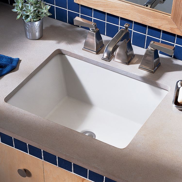 American Standard 20-1/4" x 16" Boulevard Undercounter Sink, Unglazed Rim, Front Overflow, Vitreous China, White - 0610.000.020 