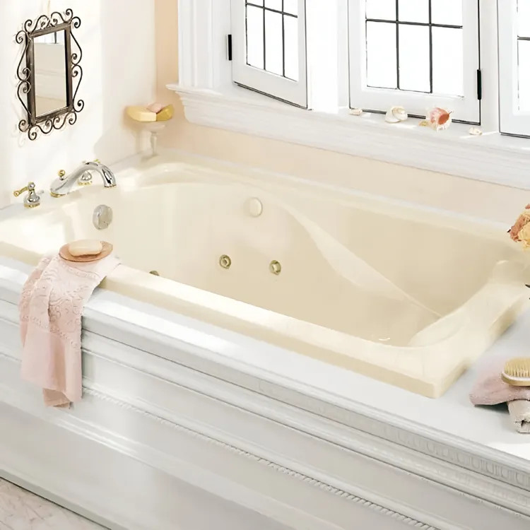 American Standard Cadet 60" x 32" Drop-In Bathtub with Hydromassage, 54 Gallons, Linen - 2770.018W.222
