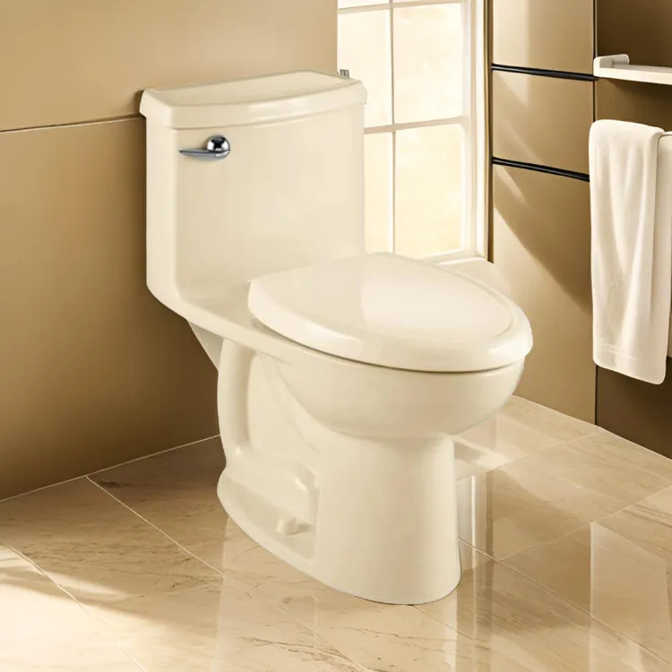 American Standard Compact Cadet 3 FloWise Elongated One-Piece Toilet with Seat, 1.28 GPF, Right Height, EverClean, Bone - 2403.128.021