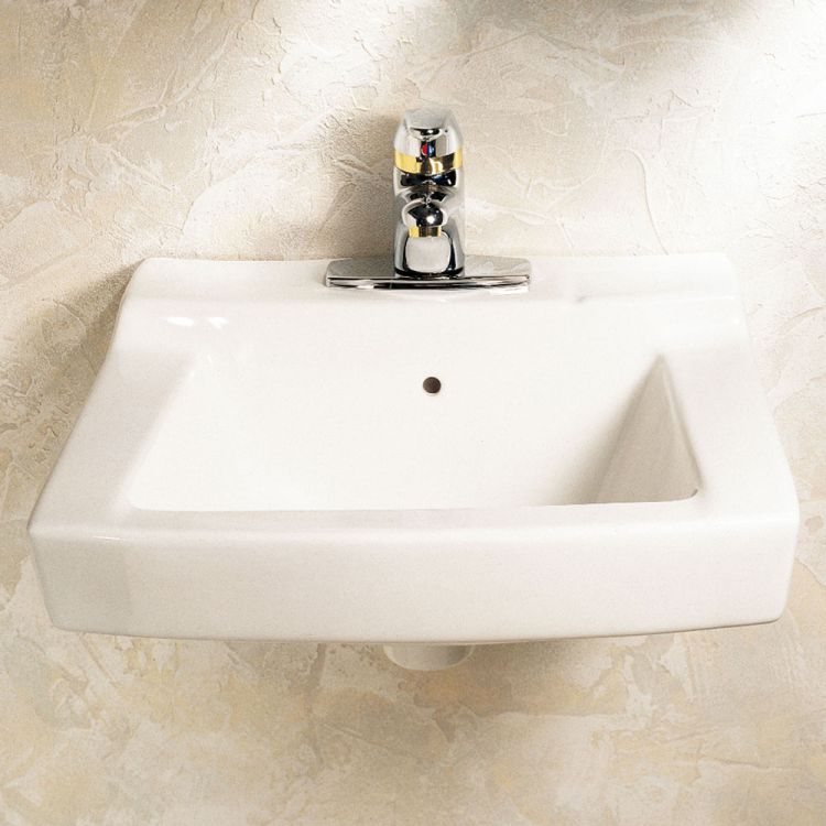 American Standard Declyn 18-1/2" x 17" Wall Hung Bathroom Sink with Wall Hanger, Rear Overflow, Vitreous China, White - 0321.026.020