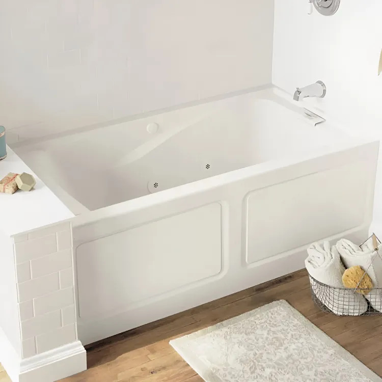 American Standard Evolution 60" x 32" Deep Soak Drop-In Acrylic Bathtub with EverClean Hydromassage, Less Drain, Left Hand, 70 Gallons, White - 2425VC-LHO.020