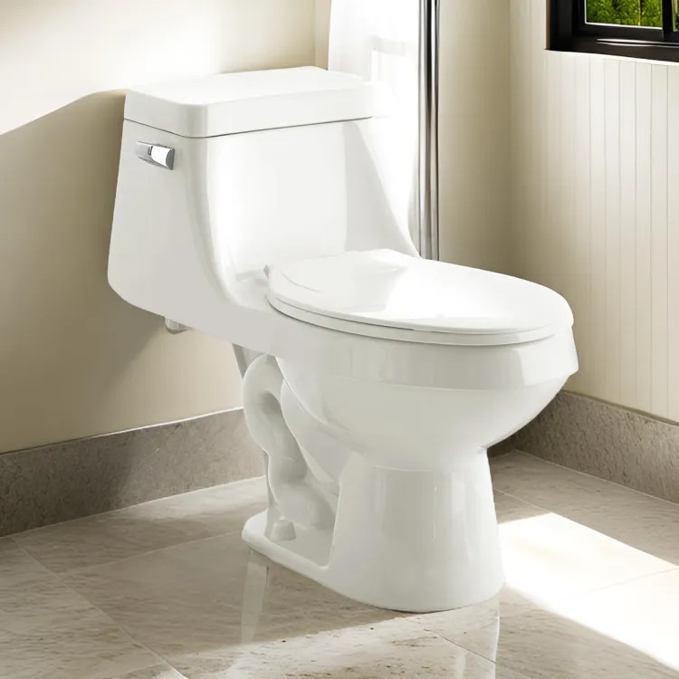 American Standard Fairfield One-Piece Elongated Bowl Toilet, 1.6 GPF, Glazed Trapway, White - 2862.056.020