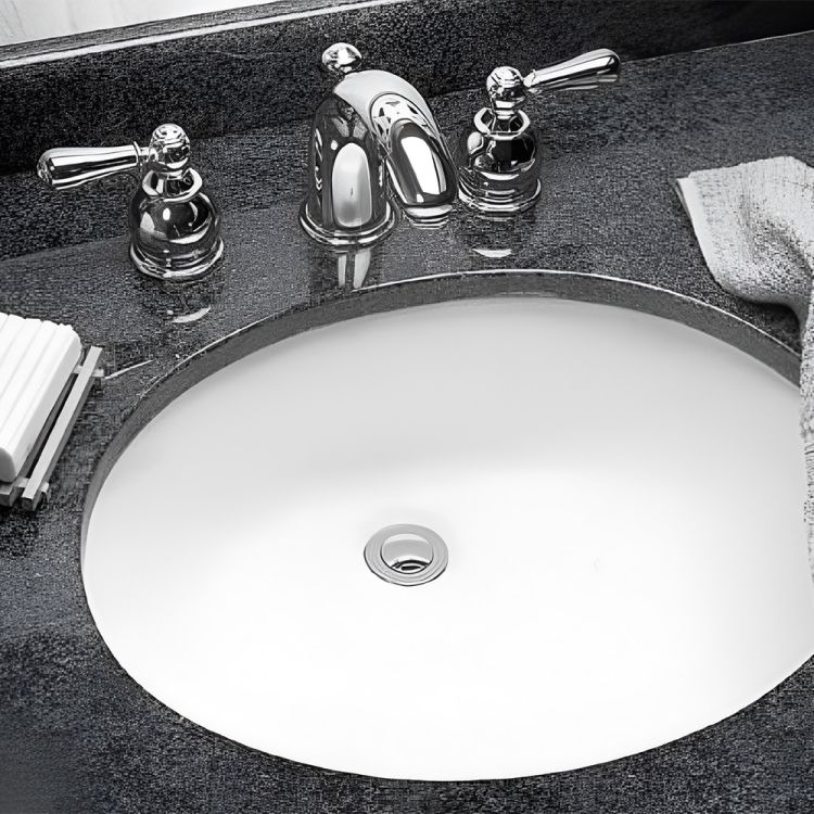 American Standard Ovalyn 17-1/8" x 14-1/8" Undercounter Sink, Unglazed Rim, Front Overflow, Vitreous China, White - 0495.221.020