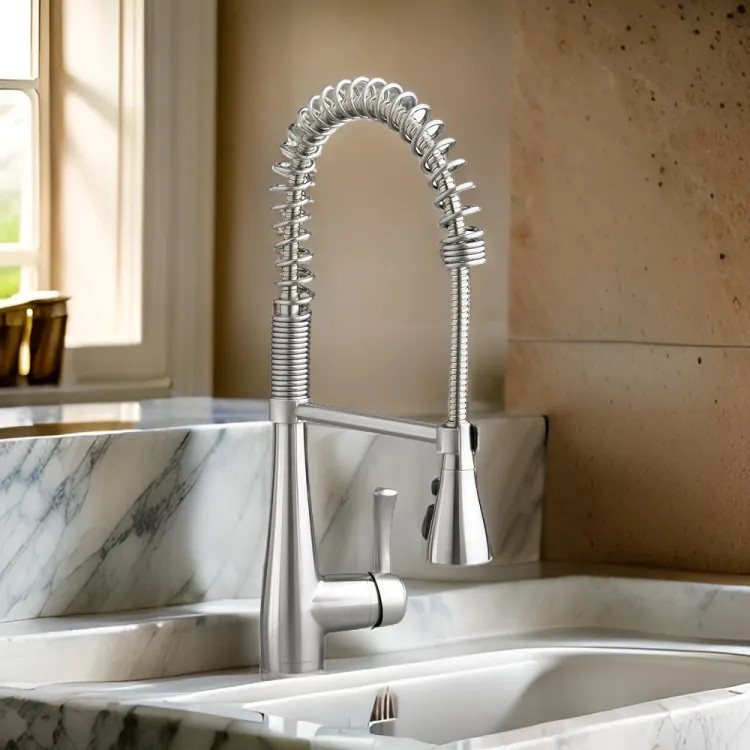 American Standard Quince Single Metal Lever Handle Semi-Pro Pull-Down Kitchen Faucet, 2.2 GPM, Stainless Steel - 4433.350.075