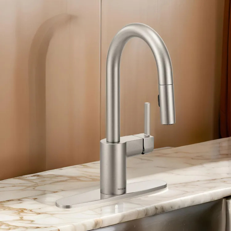 Moen Align Single-Handle High Arc Pull-Down Bar/Prep Faucet, 1.5 GPM, Reflex, Power Clean, Duralock, Spot Resist Stainless - 5965SRS
