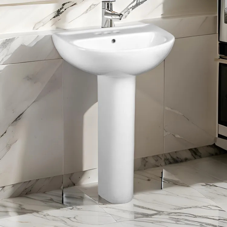 American Standard Evolution 22" x 17-1/2" x 34-1/4" Pedestal Sink Top, Center Hole Only, Rear Overflow, Vitreous China, White - 0467.001.020