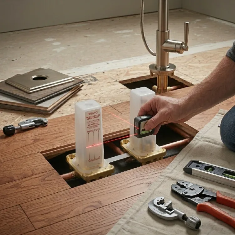 Brizo Two-Handle Freestanding Floor-Mounted Tub Filler Rough-In