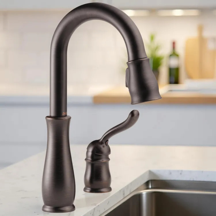 Delta Leland Pull-Down Bar / Prep Faucet, Single Handle, Deck Mount, DIAMOND Seal, MagnaTite, ADA, 1.8 GPM, Venetian Bronze - 9978-RB-DST