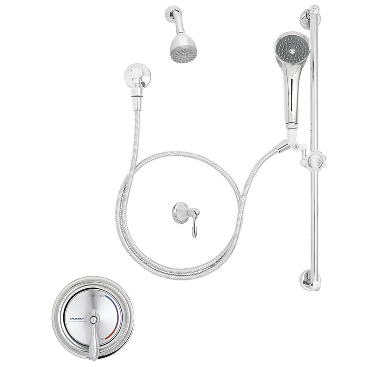 Speakman Mark II Regency Handicap Shower Combination with Pressure-Balance Valve Trim, Lever Handle, Polished Chrome - SM-4460