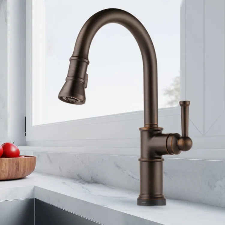 Brizo Artesso Single-Handle Pull-Down Kitchen Faucet w/ 2-Function Sprayer, SmartTouch, MagneDock, 1.8 GPM, Venetian Bronze - 64025LF-RB
