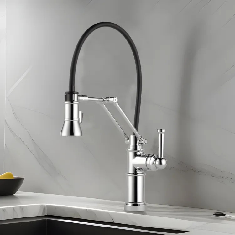 Brizo Artesso Single-Handle Articulating Kitchen Faucet w/ 2-Function Sprayer, MagneDock, 1.8 GPM, Polished Chrome - 63225LF-PC 
