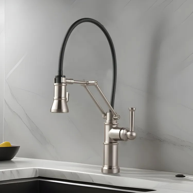 Brizo Artesso Single-Handle Articulating Kitchen Faucet w/ 2-Function Sprayer, MagneDock, 1.8 GPM, Brilliance Stainless - 63225LF-SS