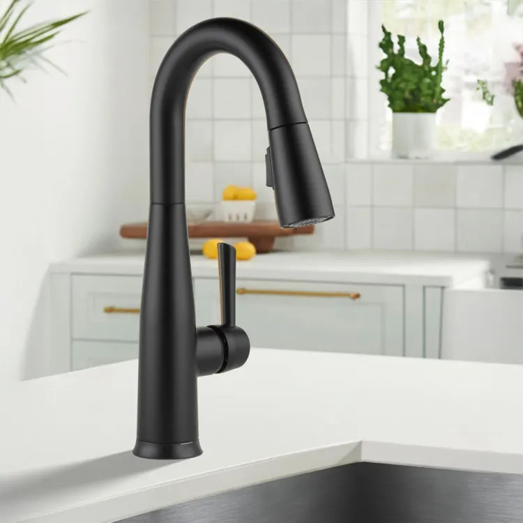 Delta Essa Touch2O Single Handle Pull-Down Bar/Prep Faucet, Matte Black - 9913T-BL-DST