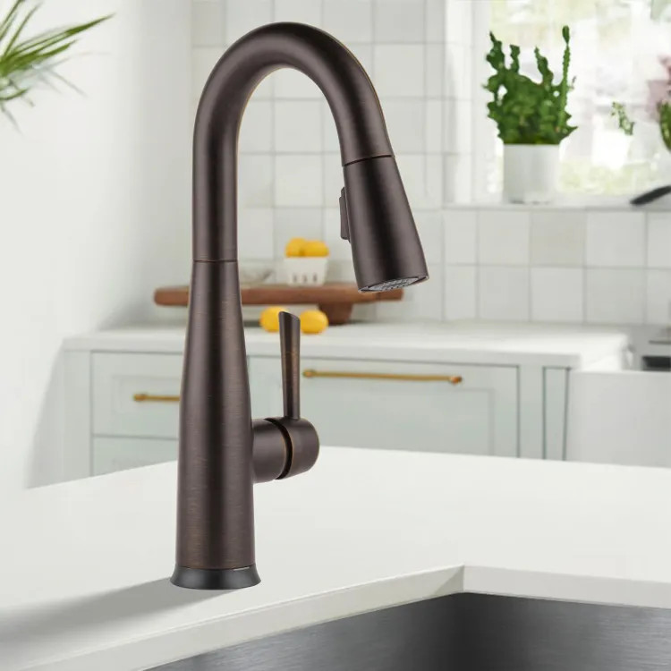 Delta Essa Touch2O Single Handle Pull-Down Bar/Prep Faucet, Venetian Bronze - 9913T-RB-DST