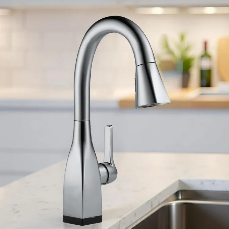 Delta Mateo Pull-Down Bar/Prep Faucet With Touch2O, Single Handle, DIAMOND Seal, MagnaTite, ADA, 1.8 GPM - Arctic Stainless - 9983T-AR-DST