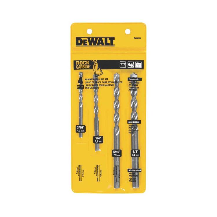 Dewalt DW5204 Percussion Drill Bit Set, 4 Pieces