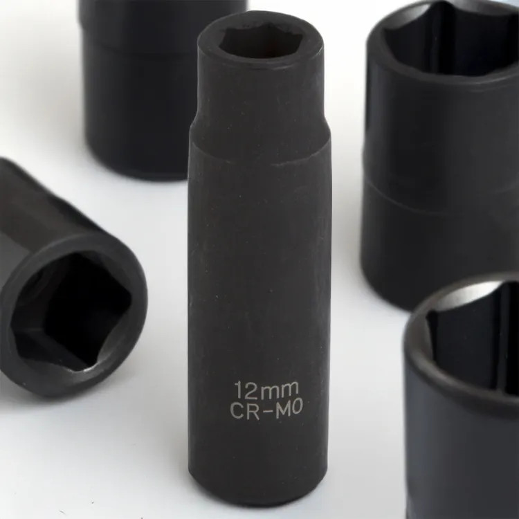 Vulcan 12mm 6-Point Deep Impact Socket, 1/2" Drive Size, Chrome Molybdenum Steel, Black - MT6580210