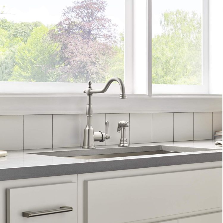 Danze Opulence Single-Handle Kitchen Faucet w/ Side Spray, 1.75 GPM, Stainless Steel - D401157SS