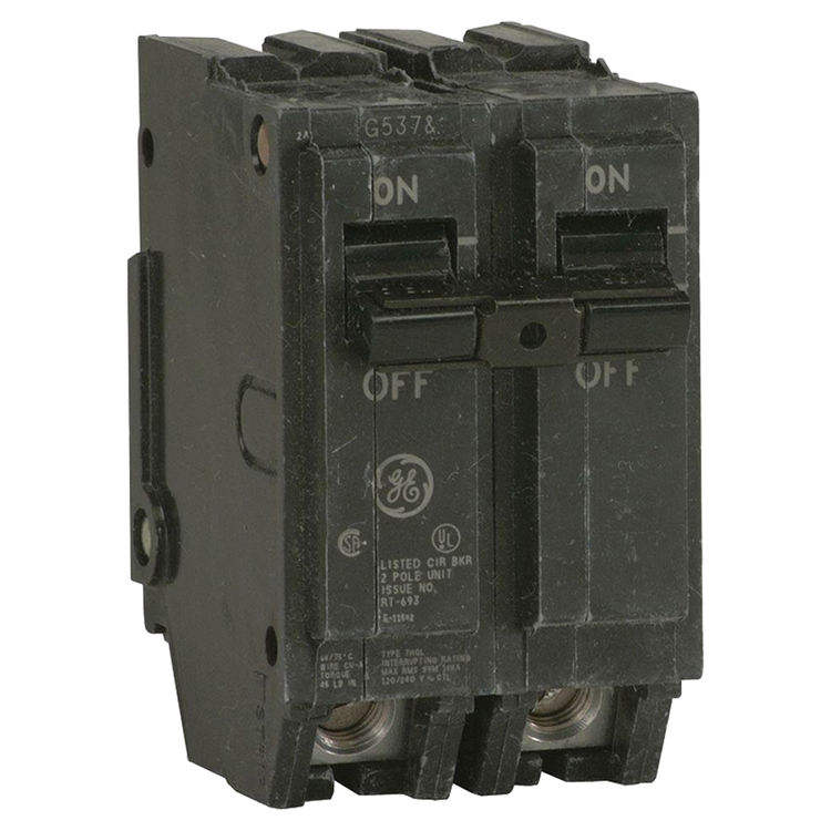 GE THQL21100 Type THQL Q-Line Standard Circuit Breaker, 120/240 VAC, 100 A, 2 P, 10 kA