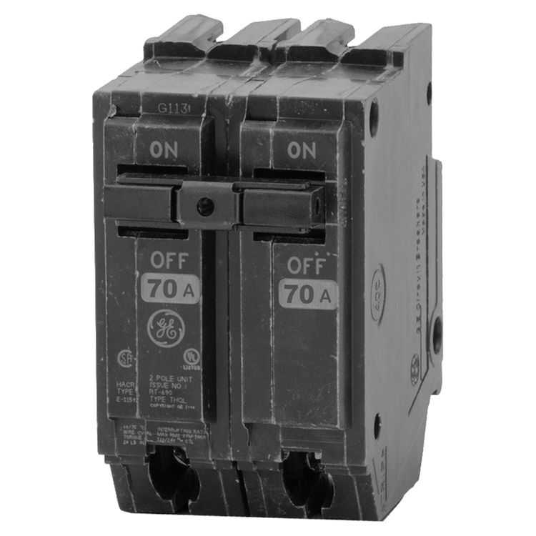 GE THQL2170 Type THQL Q-Line Standard Circuit Breaker, 120/240 VAC, 70 A, 2 P, 10 kA