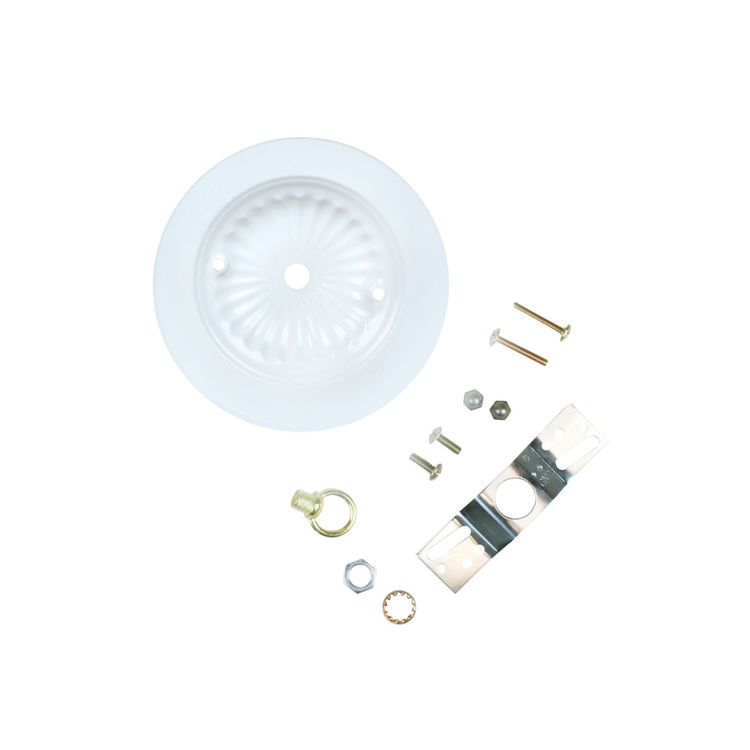 Jandorf 60217 Ceiling Canopy Kit, 7/16 in Center Hole, For Use With Outlet Box and Hang Ceiling Fixture