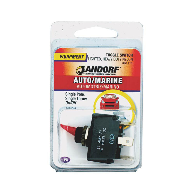 Jandorf 61111 Single Circuit Heavy Duty Toggle Switch, 14 V, 21 A, 1 P