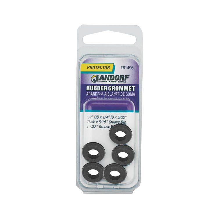 Jandorf 61496 Grommet, 1/4 in ID x 1/2 in OD x 5/32 in T, Rubber, Black