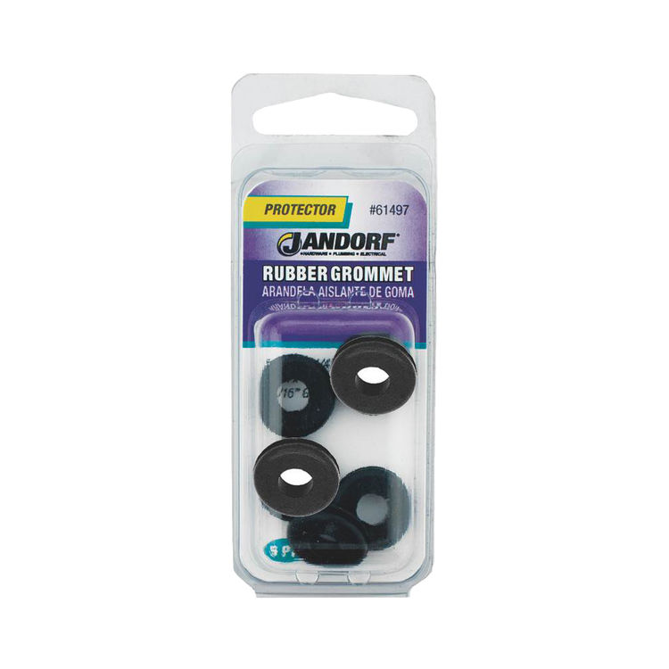 Jandorf 61497 Grommet, 1/4 in ID x 5/8 in OD x 3/16 in T, Rubber, Black