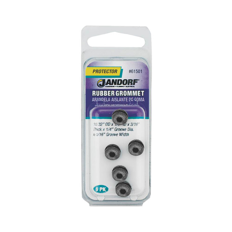 Jandorf 61501 Grommet, 1/8 in ID x 11/32 in OD x 3/16 in T, Rubber, Black