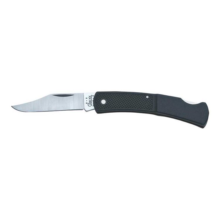 Case Caliber Lockback Knife, 3-1/2 in Closed L, Black Lightweight, Tru-Sharp Surgical Steel