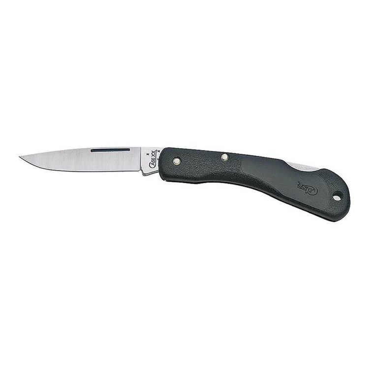 Case Mini-Blackhorn Lockback Knife 3-1/8 in Closed L, Black, Stainless Steel
