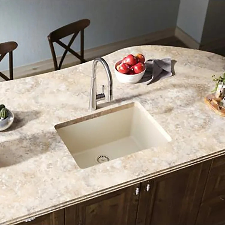 Elkay Quartz Luxe Parchment 25in x 19in x 10in Single Bowl Undermount Kitchen Sink, Rear Center Drain - ELXU2522PA0  