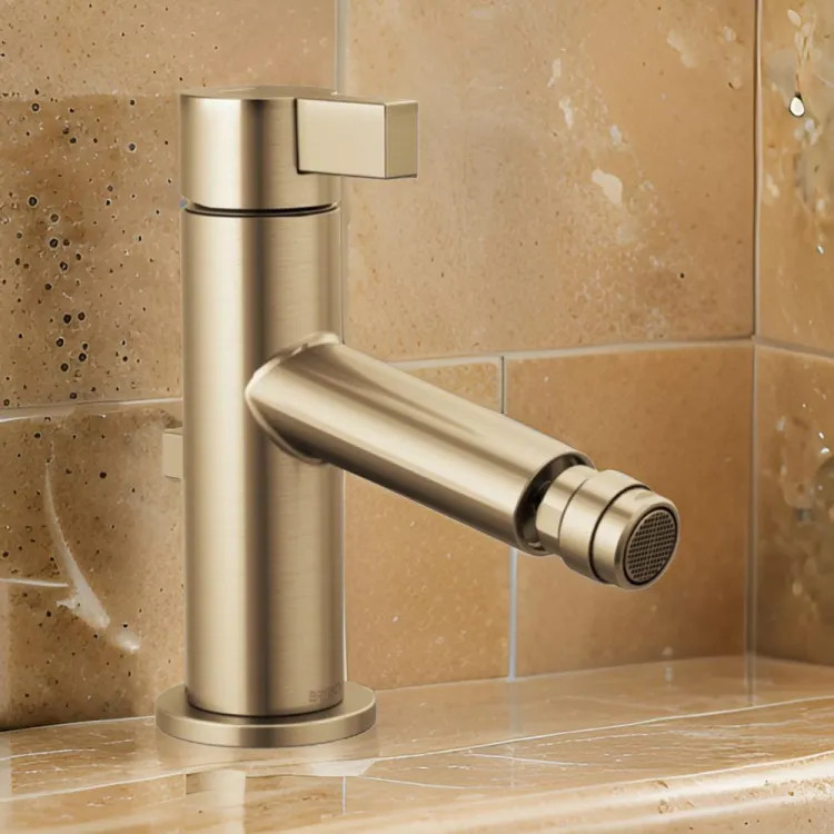 Brizo Litze Single Handle Bidet Faucet with Metal Pop-Up Drain, Brilliance Luxe Gold - 68135-GL