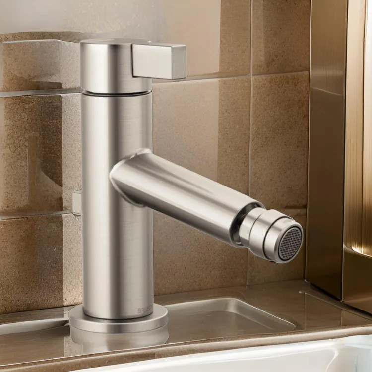 Brizo Litze Single Handle Bidet Faucet with Metal Pop-Up Drain, Brilliance Luxe Nickel - 68135-NK