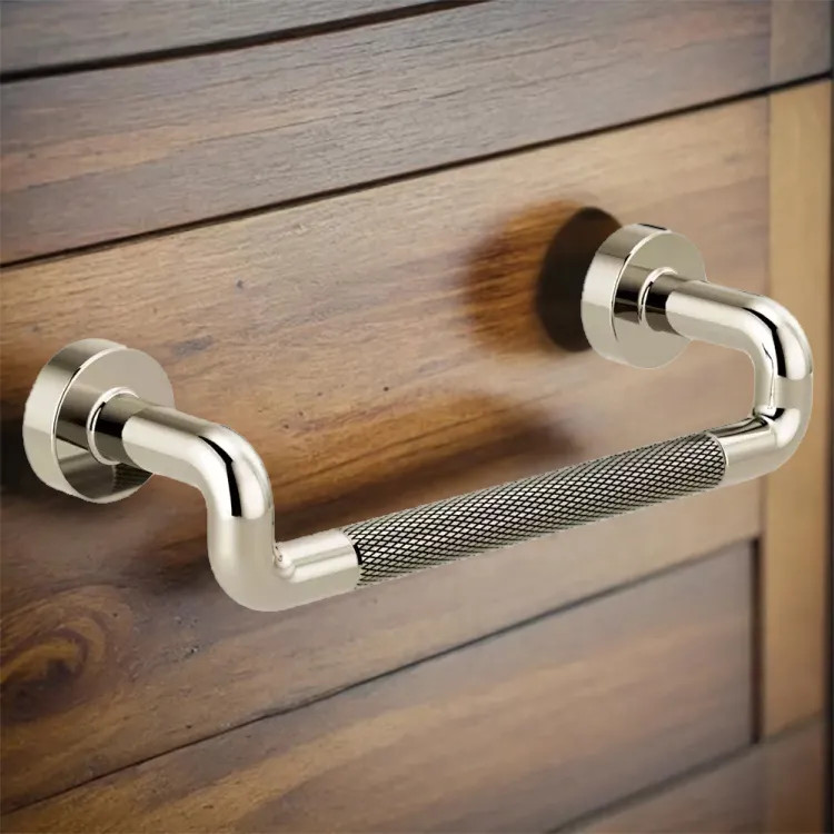 Brizo Litze Drawer Pull with Knurling, Brilliance Polished Nickel - 699137-PN